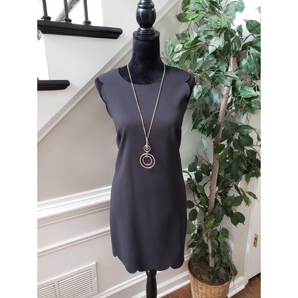 J. Crew Women's Black Solid Polyester Round Neck Sleeveless Knee Length Dress 10 - Picture 1 of 12